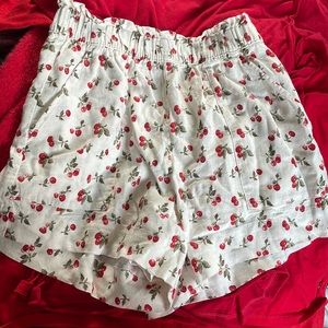 NWT Abercrombie cherry linen shorts